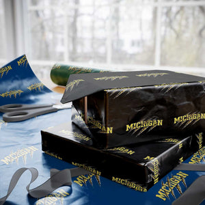 Michigan Fan Wrapping Paper Roll MI State Sports Game Day Scratch Mark TS11 Black Print Your Wear