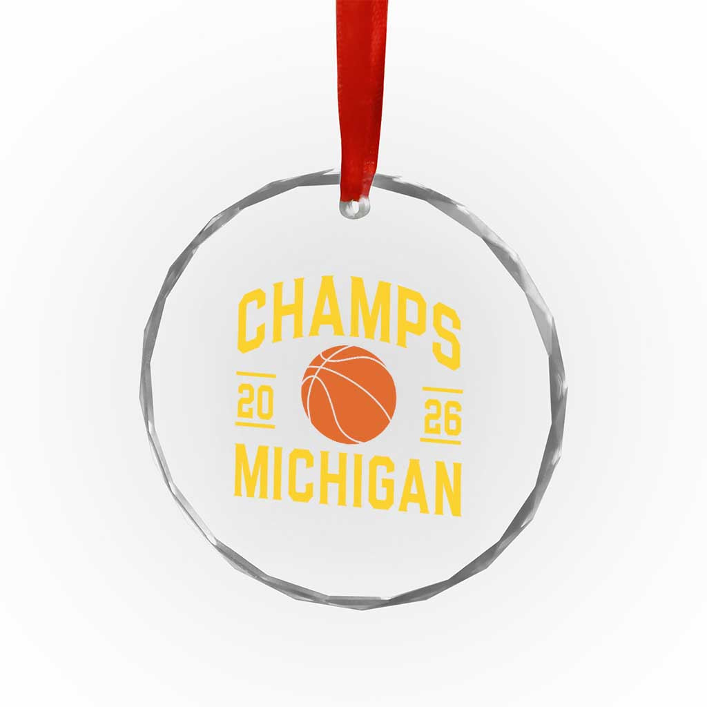 Michigan Hoops Champions Graphic Crystal Glass Ornament 2026 Basketball Victory Pride TS12 Print Your Wear
