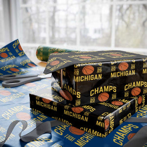 Michigan Hoops Champions Graphic Wrapping Paper Roll 2026 Basketball Victory Pride TS12 Black Print Your Wear