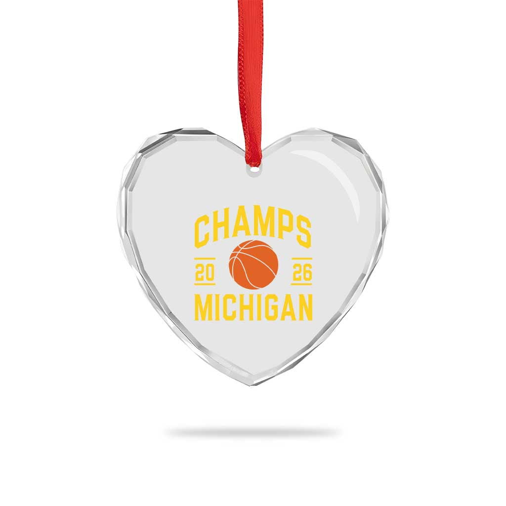 Michigan Hoops Champions Graphic Heart Crystal Glass Ornament 2026 Basketball Victory Pride TS12 Print Your Wear