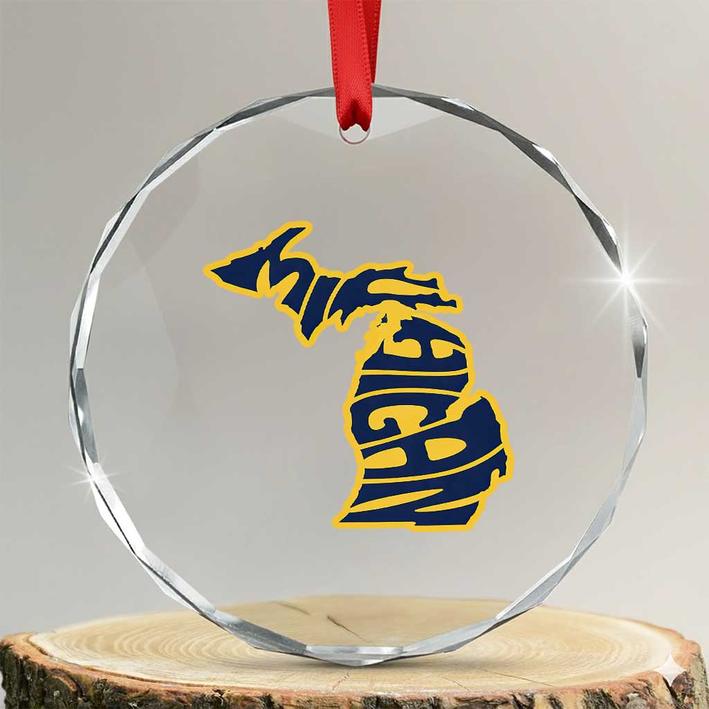 Michigan Lover State Map Pride Souvenir Gift Crystal Glass Ornament TS12 Transparent Glass 3'' Circle Print Your Wear