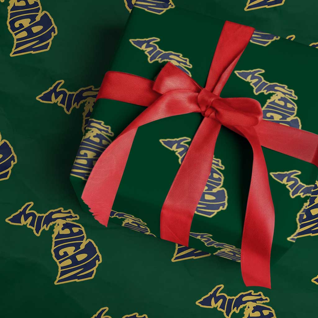 Michigan Lover State Map Pride Souvenir Gift Wrapping Paper Roll TS12 Green Print Your Wear