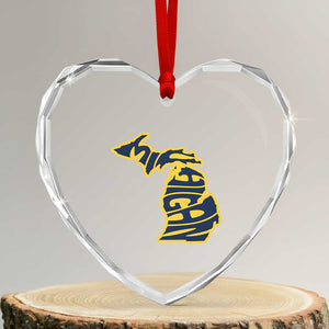 Michigan Lover State Map Pride Souvenir Gift Heart Crystal Glass Ornament TS12 Transparent Glass 3'' Heart Print Your Wear