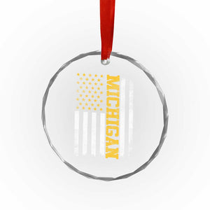 Michigan Pride Crystal Glass Ornament Vintage American Flag Distressed Varsity Aesthetic Letters MI State TS11 Print Your Wear