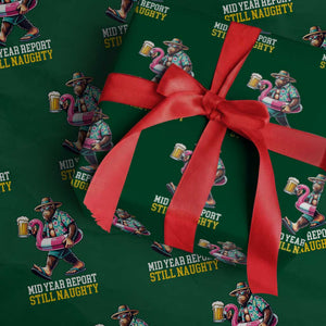 Mid-Year Report Still Naughty Wrapping Paper Roll Funny Bigfoot Drinking Beer Christmas in July