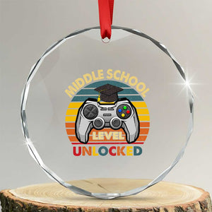 Middle School Level Unlocked Crystal Glass Ornament Funny Gamer First Day of Middle School