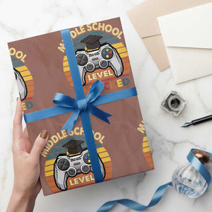 Middle School Level Unlocked Wrapping Paper Roll Funny Gamer First Day of Middle School