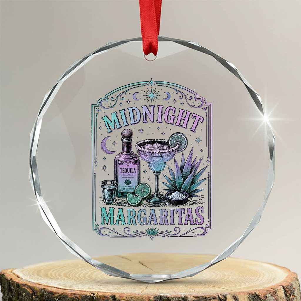 Midnight Margaritas Halloween Witch Cocktail Lover Crystal Glass Ornament TS11 Transparent Glass 3'' Circle Print Your Wear