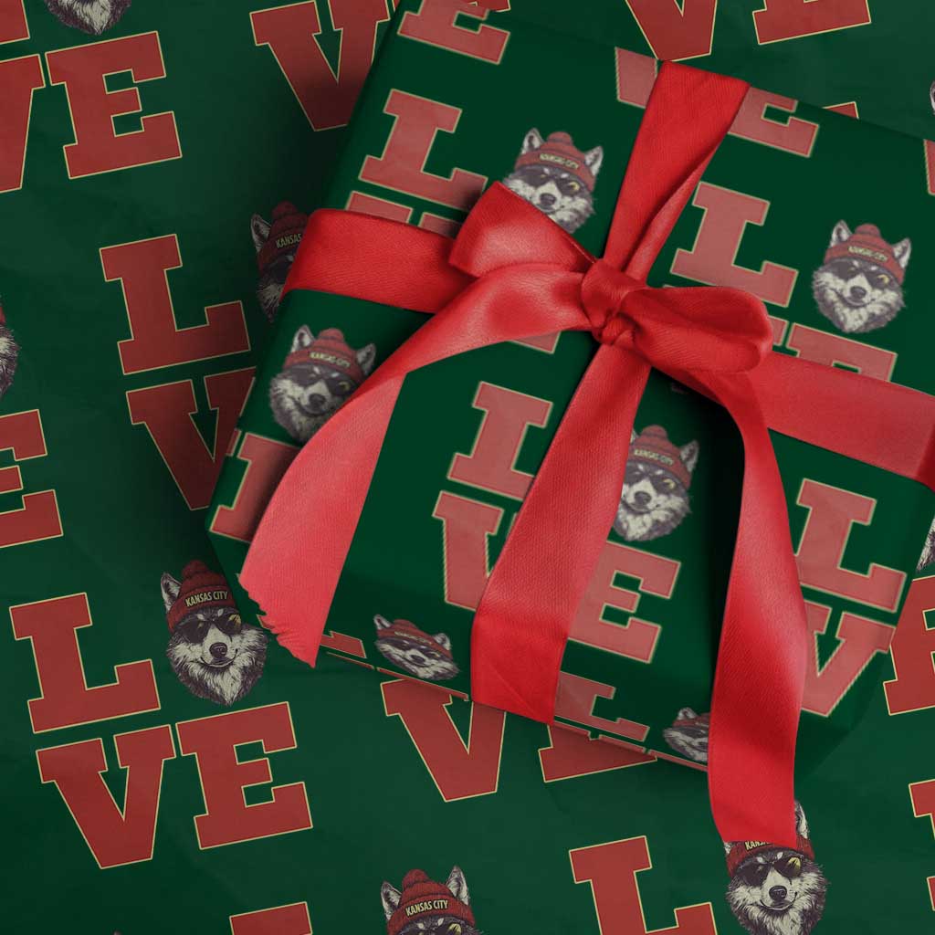 Midwest Wolf Football Pride Wrapping Paper Roll Game Day Gift TS12 Green Print Your Wear