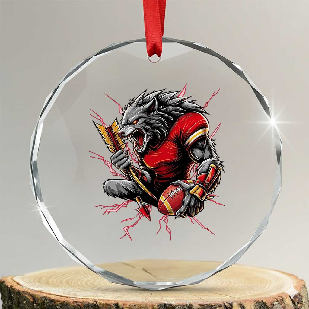 Midwest Wolf Spirit Crystal Glass Ornament American Football Fan Lifestyle TS12 Transparent Glass 3'' Circle Print Your Wear