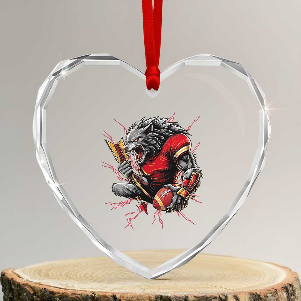 Midwest Wolf Spirit Heart Crystal Glass Ornament American Football Fan Lifestyle TS12 Transparent Glass 3'' Heart Print Your Wear