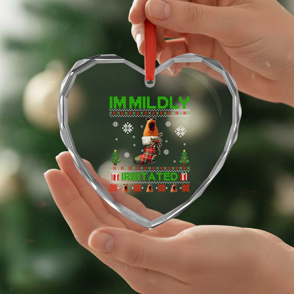 Mildly Irritated Marcus the Worm Meme Heart Crystal Glass Ornament Funny Christmas Stocking Weirdcore TS02 Print Your Wear