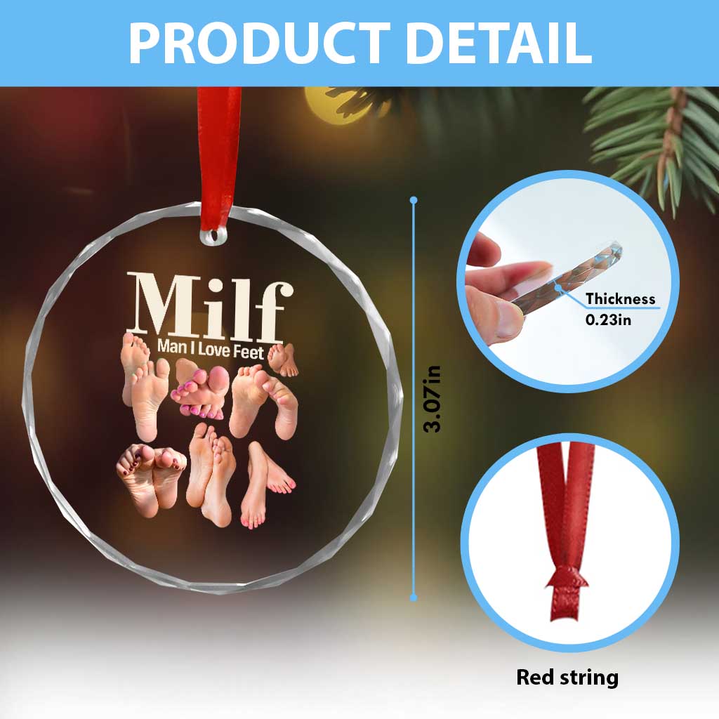 MILF Man I Love Feet Crystal Glass Ornament Funny Sexy Inappropriate Saying Quote TS10 Print Your Wear