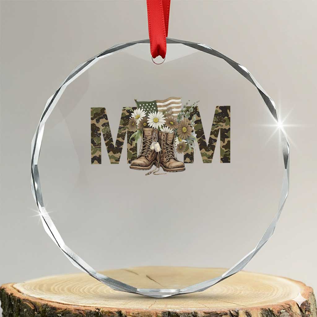 Military Army Mom Floral Combat Shoes Crystal Glass Ornament TS11 Transparent Glass 3'' Circle Print Your Wear