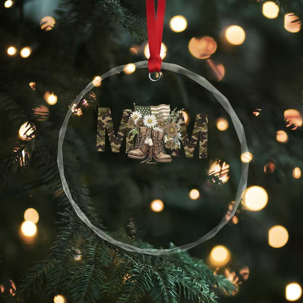 Military Army Mom Floral Combat Shoes Crystal Glass Ornament TS11 Print Your Wear