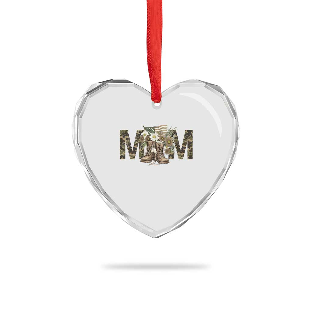 Military Army Mom Floral Combat Shoes Heart Crystal Glass Ornament TS11 Print Your Wear