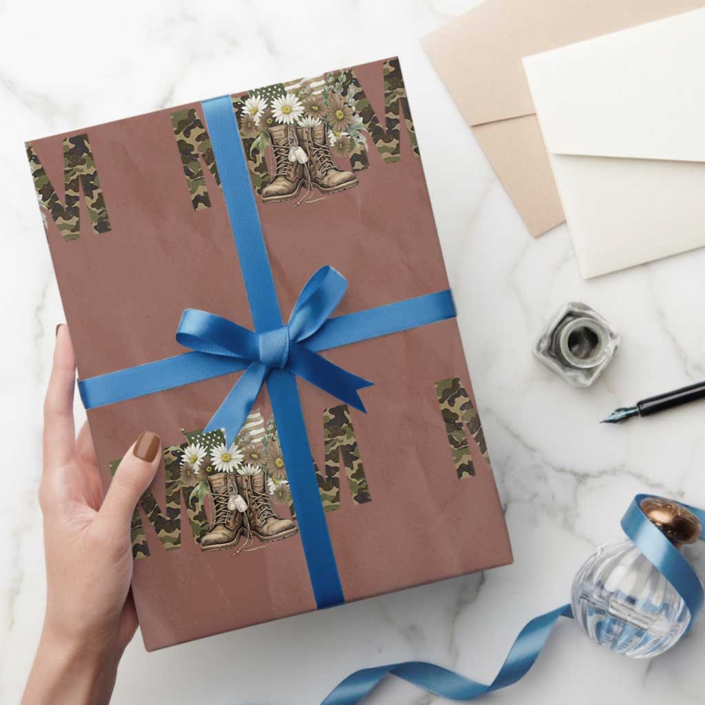 Military Army Mom Floral Combat Shoes Wrapping Paper Roll TS11 Mocha Print Your Wear