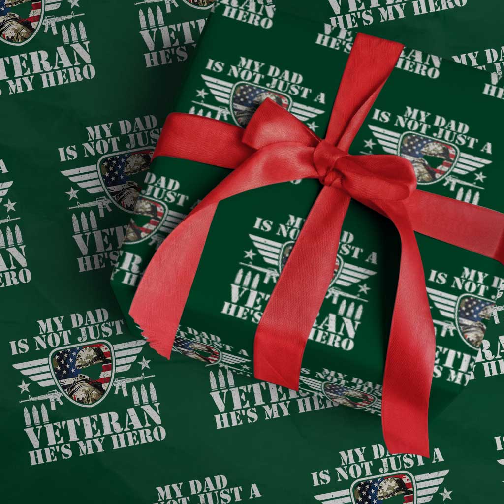 Military Family Veteran Support Wrapping Paper Roll My Papa US Veteran My Hero TS14 Green Print Your Wear
