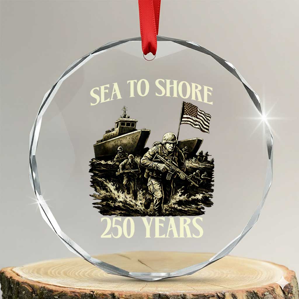 Military Navy 250th Anniversary Crystal Glass Ornament Sea To Shore 250 Years TS02 Transparent Glass 3'' Circle Print Your Wear