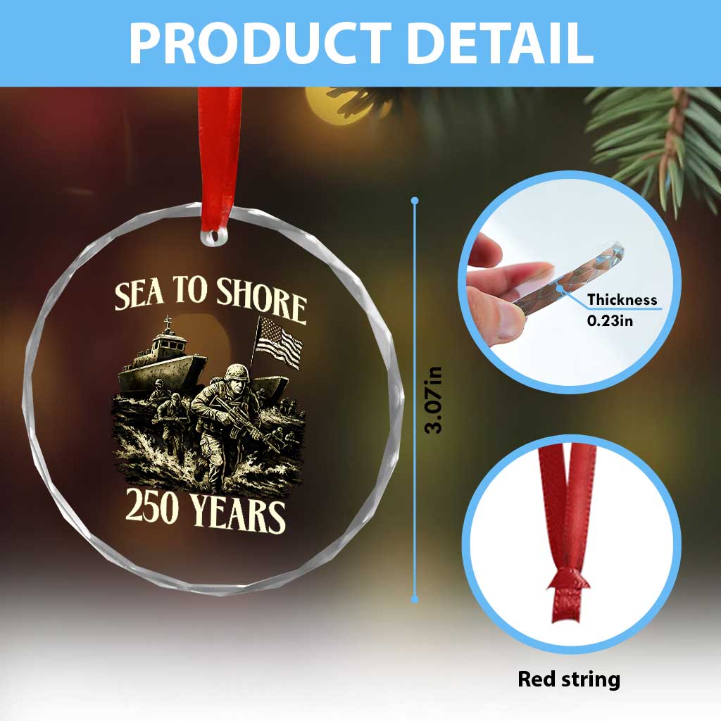 Military Navy 250th Anniversary Crystal Glass Ornament Sea To Shore 250 Years TS02 Print Your Wear