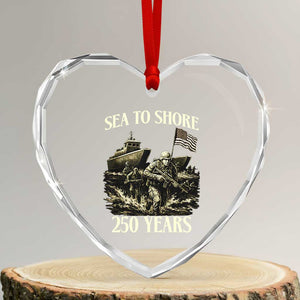 Military Navy 250th Anniversary Heart Crystal Glass Ornament Sea To Shore 250 Years TS02 Transparent Glass 3'' Heart Print Your Wear