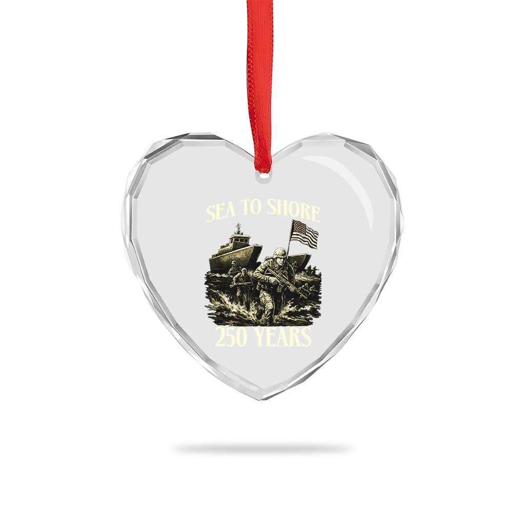 Military Navy 250th Anniversary Heart Crystal Glass Ornament Sea To Shore 250 Years TS02 Print Your Wear