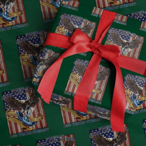 Military Navy 250th Anniversary Wrapping Paper Roll Forged of Salt and Steel Patriotic Eagle Anchor American Flag TS02 Green Print Your Wear