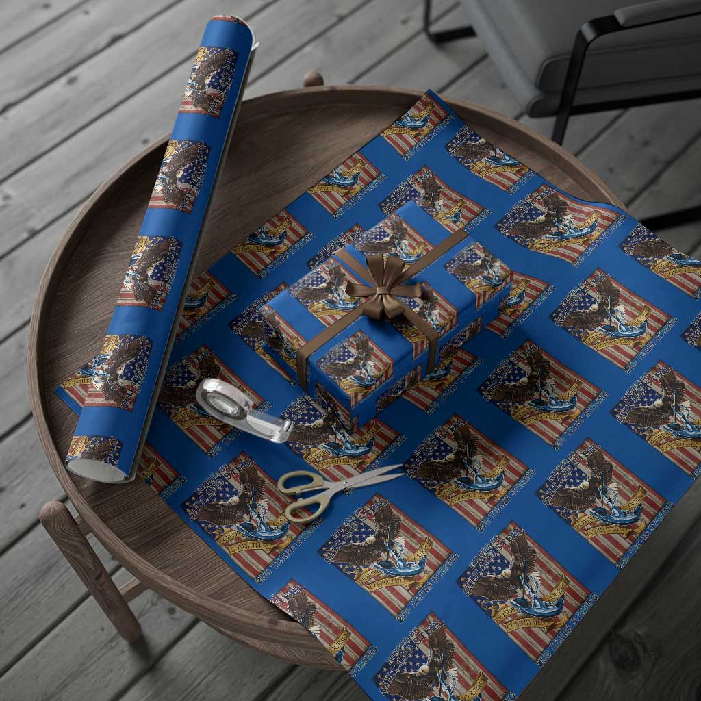 Military Navy 250th Anniversary Wrapping Paper Roll Forged of Salt and Steel Patriotic Eagle Anchor American Flag TS02 Blue Print Your Wear