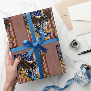 Military Navy 250th Anniversary Wrapping Paper Roll Forged of Salt and Steel Patriotic Eagle Anchor American Flag TS02 Mocha Print Your Wear