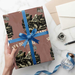 Military Navy 250th Anniversary Wrapping Paper Roll Sea To Shore 250 Years TS02 Mocha Print Your Wear