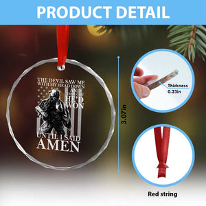 Military Soldier Skull Christian Faith Crystal Glass Ornament The Devil Saw Me With My Head Down And Thought He'd Won