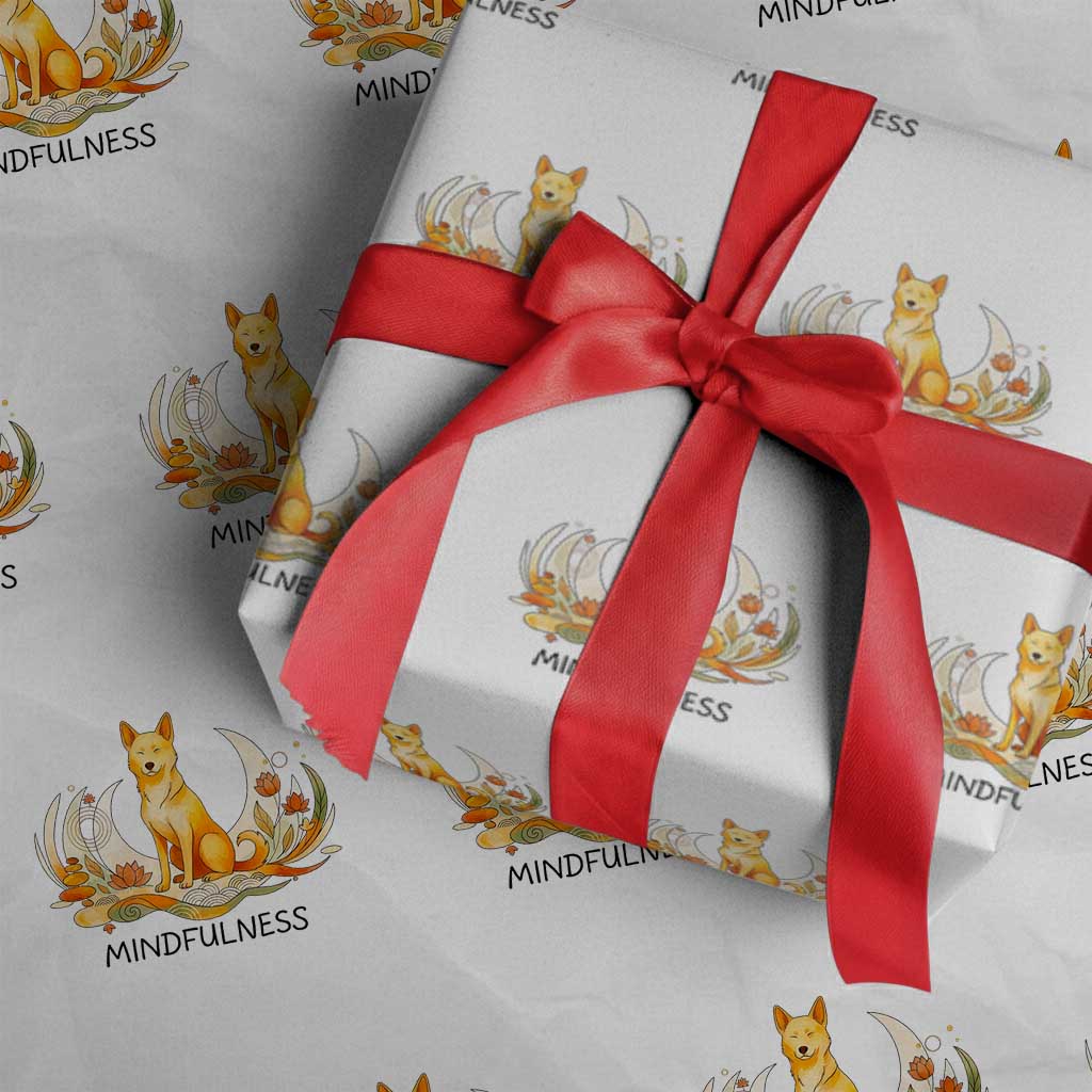 Mindful Aloka the Dog Mindfulness Wrapping Paper Roll Zen Lotus Spiritual Calm TS02 White Print Your Wear