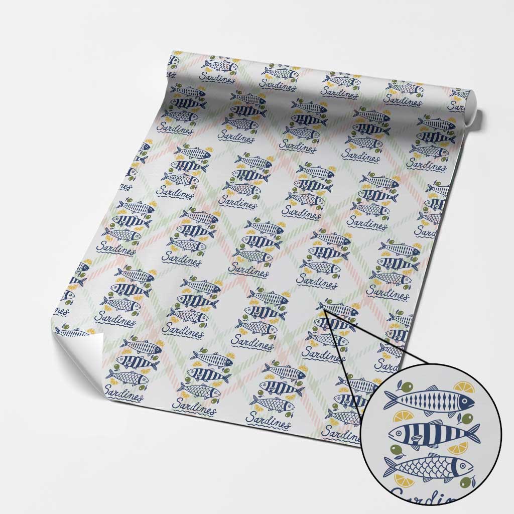 Minimal Sardines Fishermen Aesthetic Retro Wrapping Paper Roll TS11 Christmas Plaid Print Your Wear