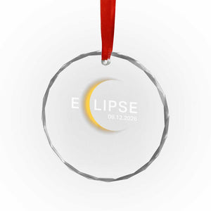 Minimalist 2026 Total Solar Eclipse Crystal Glass Ornament August 12 Totality Astronomy Souvenir TS02 Print Your Wear
