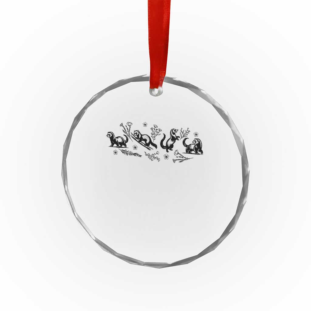 Minimalist Ferret Floral Graphic Crystal Glass Ornament Exotic Pet Owner Gift TS12 Print Your Wear