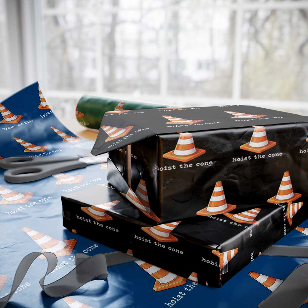 Minimalist Hoist The Cone Typography Wrapping Paper Roll Funny Baseball Fan Pride Celebration IYKYK Meme TS02 Black Print Your Wear