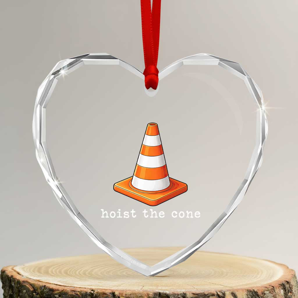 Minimalist Hoist The Cone Typography Heart Crystal Glass Ornament Funny Baseball Fan Pride Celebration IYKYK Meme TS02 Transparent Glass 3'' Heart Print Your Wear