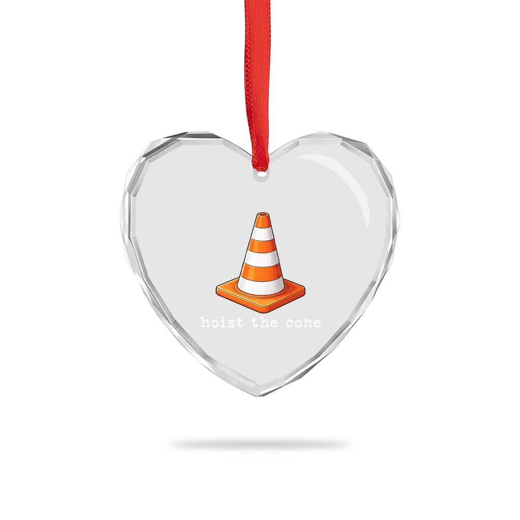 Minimalist Hoist The Cone Typography Heart Crystal Glass Ornament Funny Baseball Fan Pride Celebration IYKYK Meme TS02 Print Your Wear