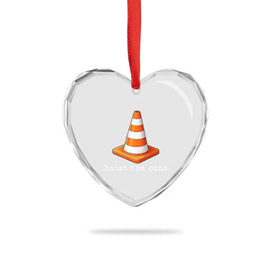 Minimalist Hoist The Cone Typography Heart Crystal Glass Ornament Funny Baseball Fan Pride Celebration IYKYK Meme TS02 Print Your Wear