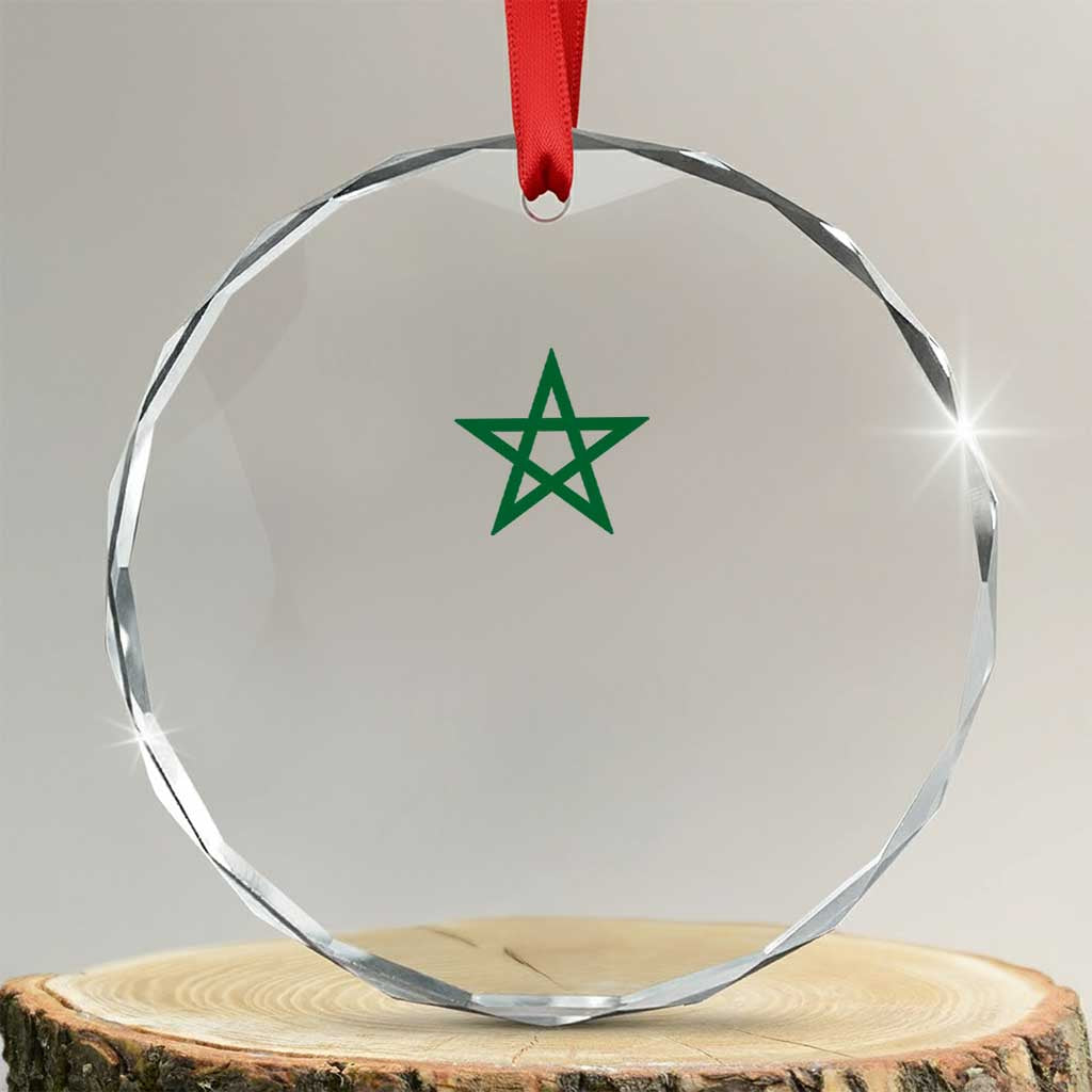 Minimalist Morocco Flag Star Crystal Glass Ornament Proud Moroccan Heritage Cultural Roots Pride TS02 Transparent Glass 3'' Circle Print Your Wear