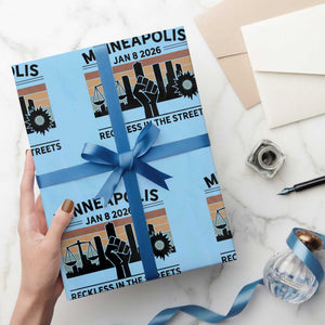 Minneapolis January 8 2026 Justice Movement Wrapping Paper Roll Reckless in the Streets Protest TS02 Light Blue Print Your Wear