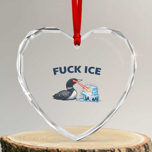 Minnesota Anti ICE Immigration Protest Ladies Heart Crystal Glass Ornament Fuck Ice TS14 Transparent Glass 3'' Heart Print Your Wear