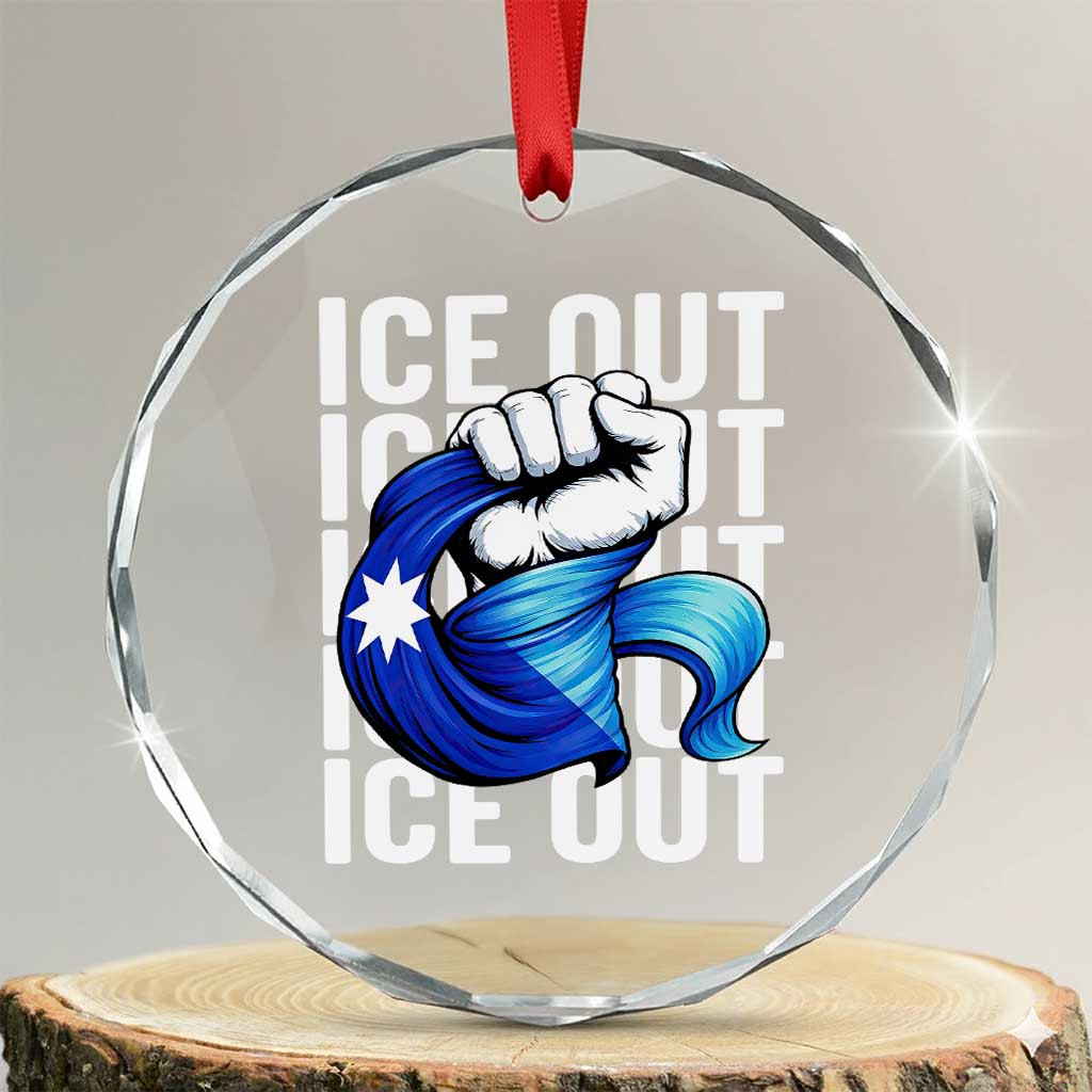 Minnesota Ice Out Crystal Glass Ornament Anti Ice Movement Protest TS12 Transparent Glass 3'' Circle Print Your Wear