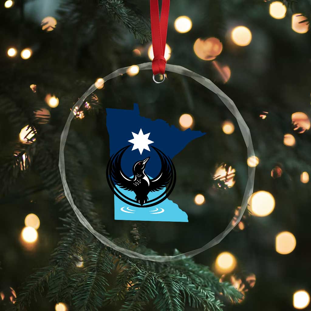 Minnesota Loon Rising Crystal Glass Ornament Star Emblem MN State Flag Pride TS02 Print Your Wear