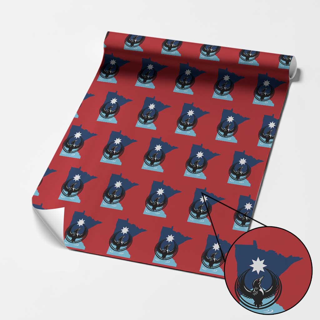 Minnesota Loon Rising Wrapping Paper Roll Star Emblem MN State Flag Pride TS02 Red Print Your Wear