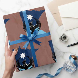 Minnesota Loon Rising Wrapping Paper Roll Star Emblem MN State Flag Pride TS02 Mocha Print Your Wear