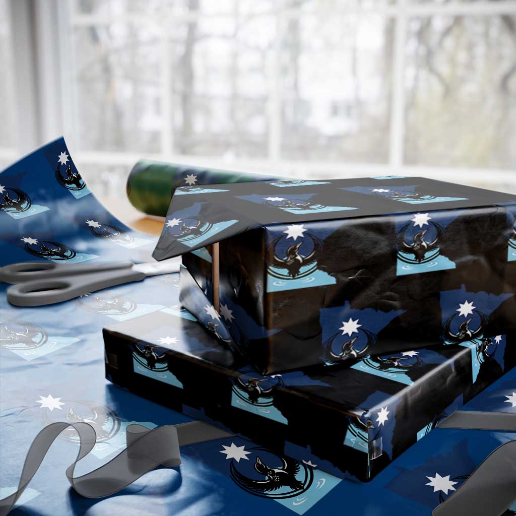Minnesota Loon Rising Wrapping Paper Roll Star Emblem MN State Flag Pride TS02 Black Print Your Wear