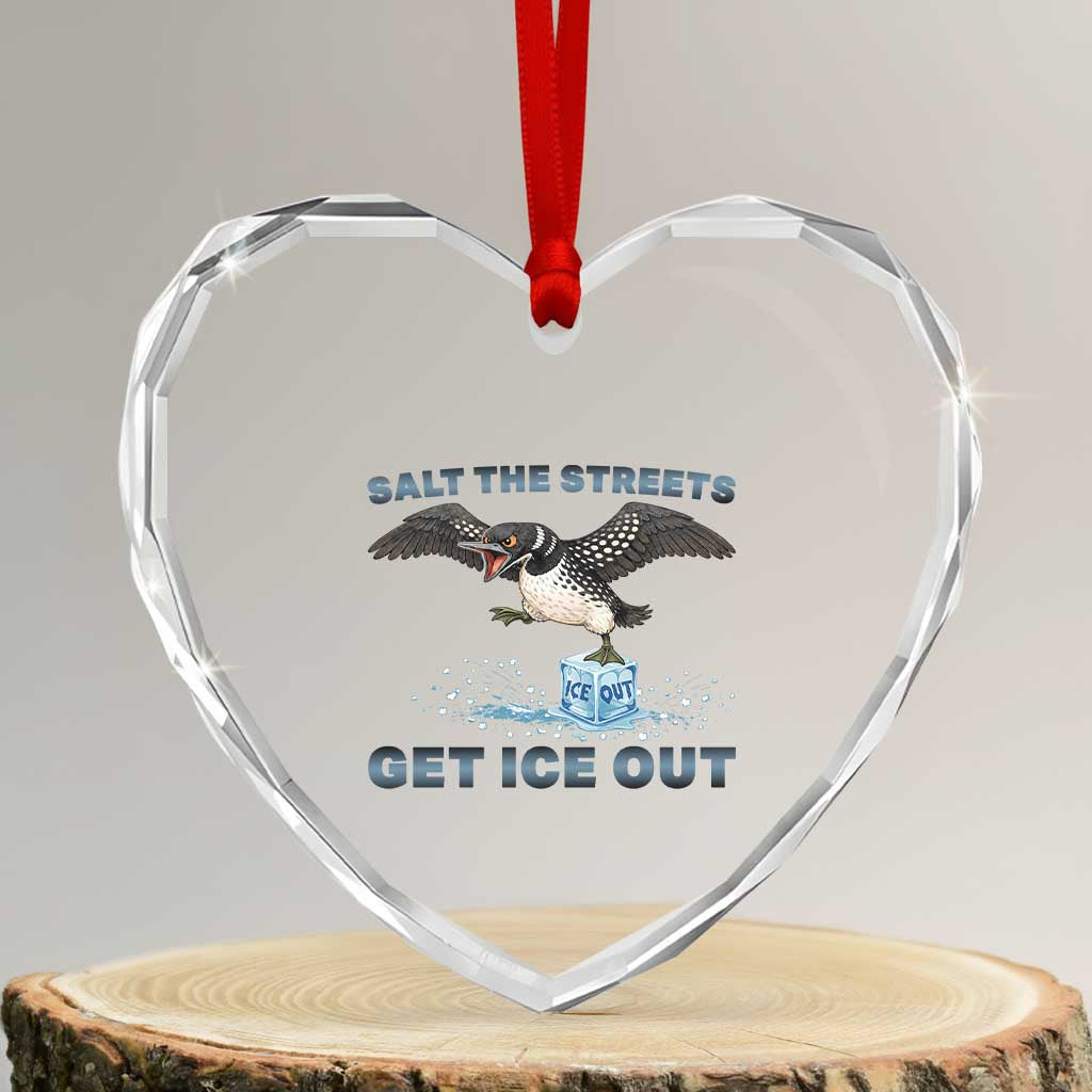 Minnesota Loon Salt The Streets Get Ice Out Heart Crystal Glass Ornament TS12 Transparent Glass 3'' Heart Print Your Wear