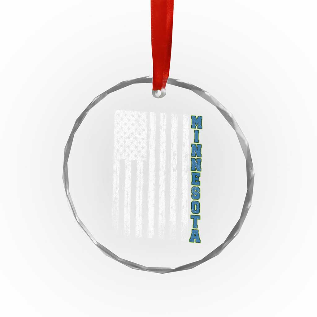 Minnesota MN State Pride Vintage American Flag Crystal Glass Ornament TS11 Print Your Wear