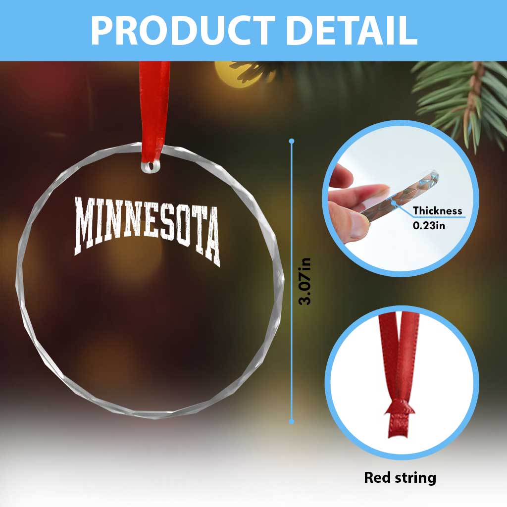 Minnesota MN State Throwback Design Vintage Crystal Glass Ornament TS11 Print Your Wear
